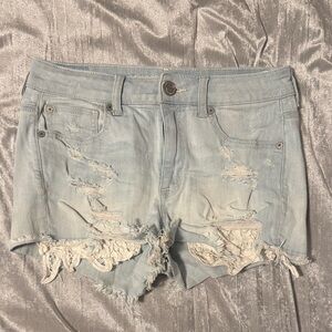 American Eagle Outfitters Light Wash Ripped Jean Shorts